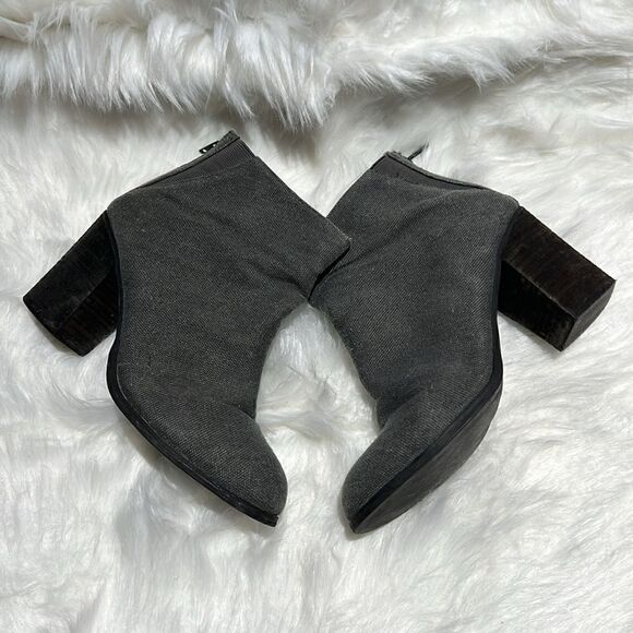 Ecote Gray Canvas Heeled Ankle Boots Size 7.  B74 - Picture 2 of 9